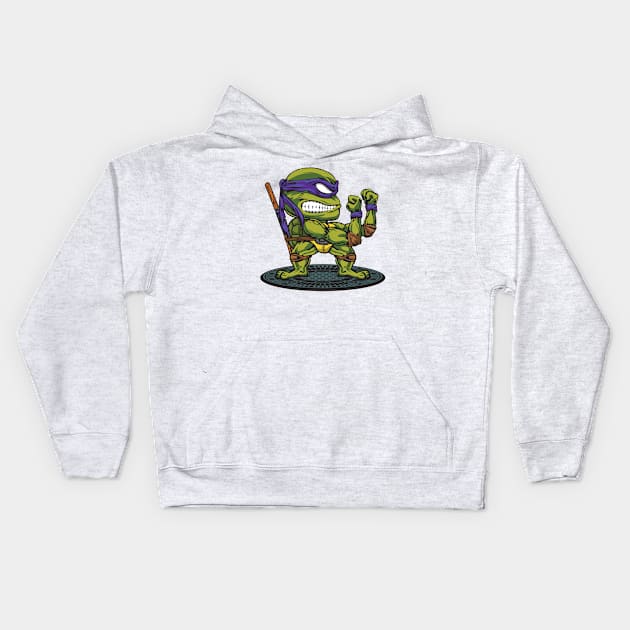 FIGHTING TURTLE DONATELLO Kids Hoodie by MatamorosGraphicDesign